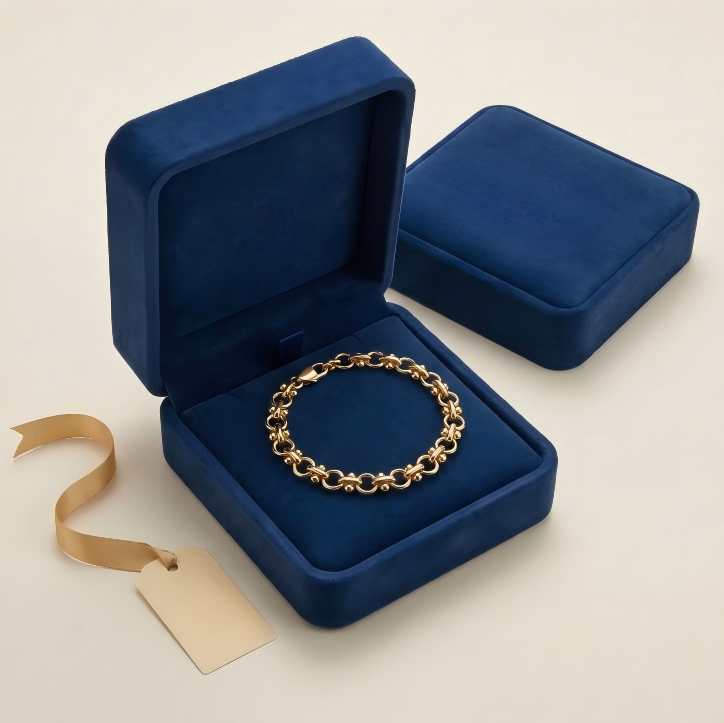 Gold-Plated Link Bracelet with Polished Ball Accents