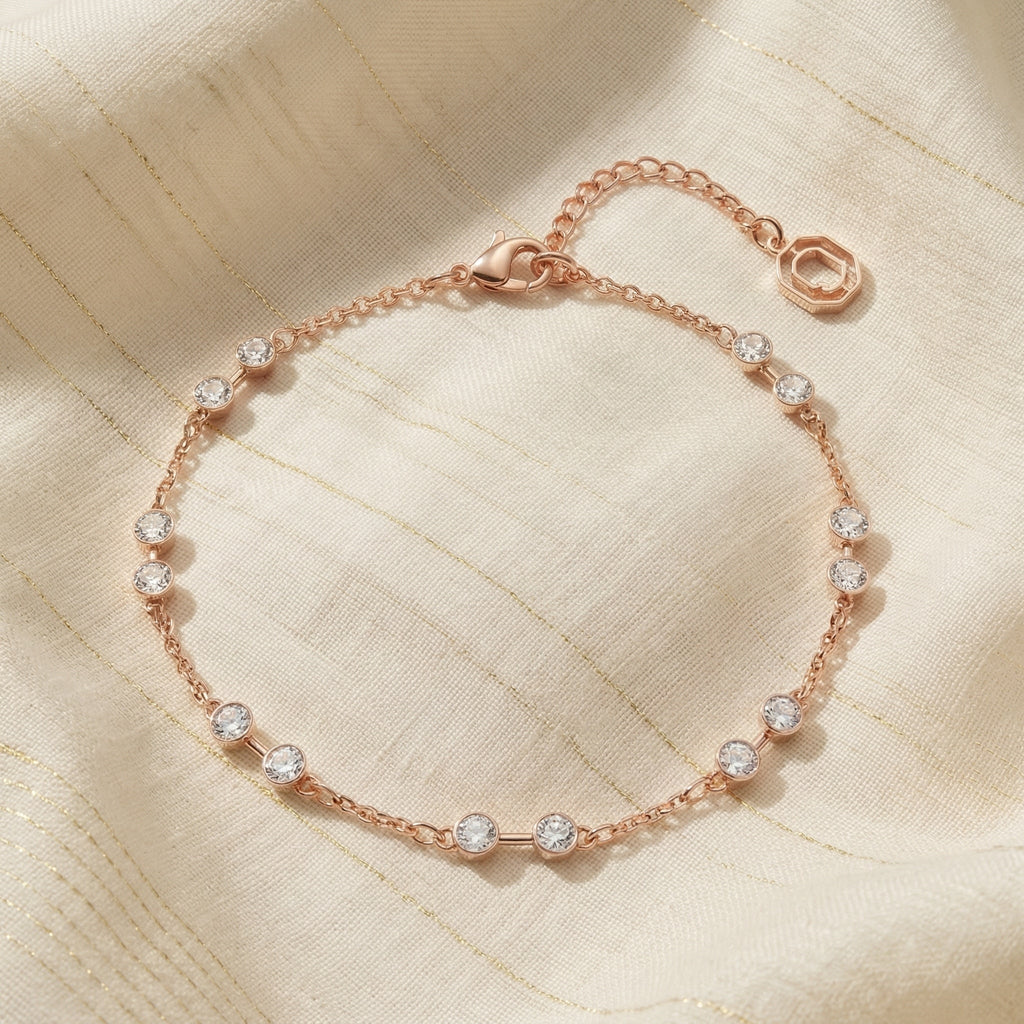 Rose Gold-Plated Crystal Accent Bracelet