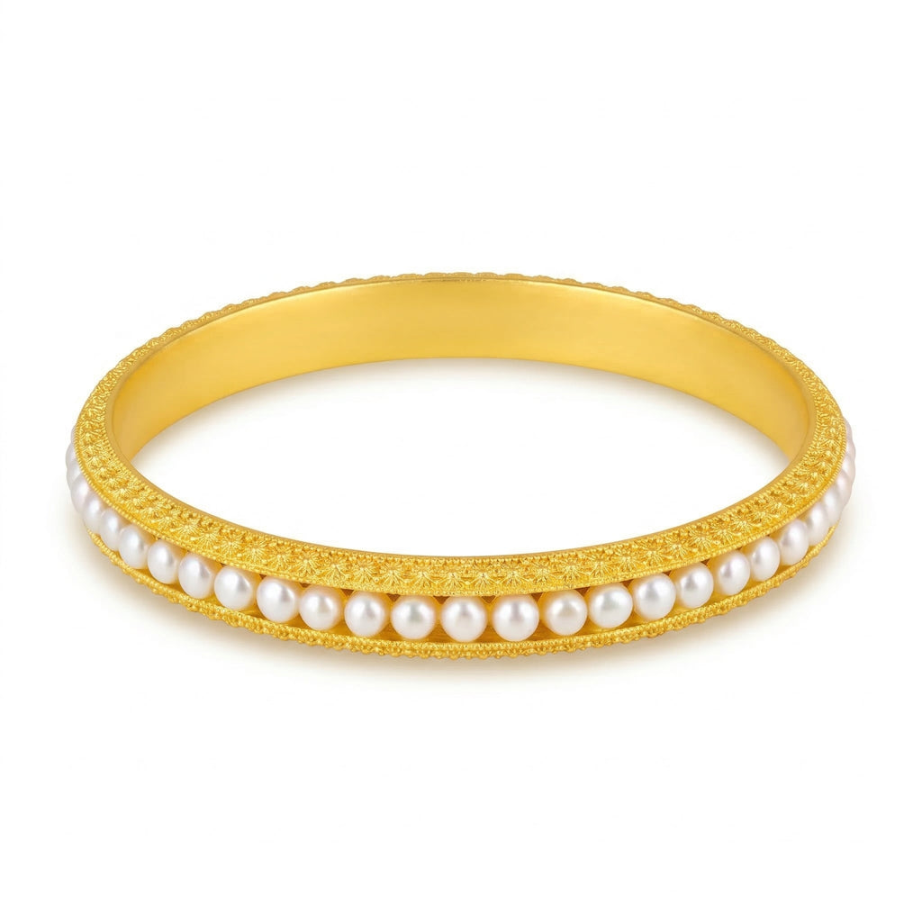 Elegant Gold-Plated Pearl Bangle