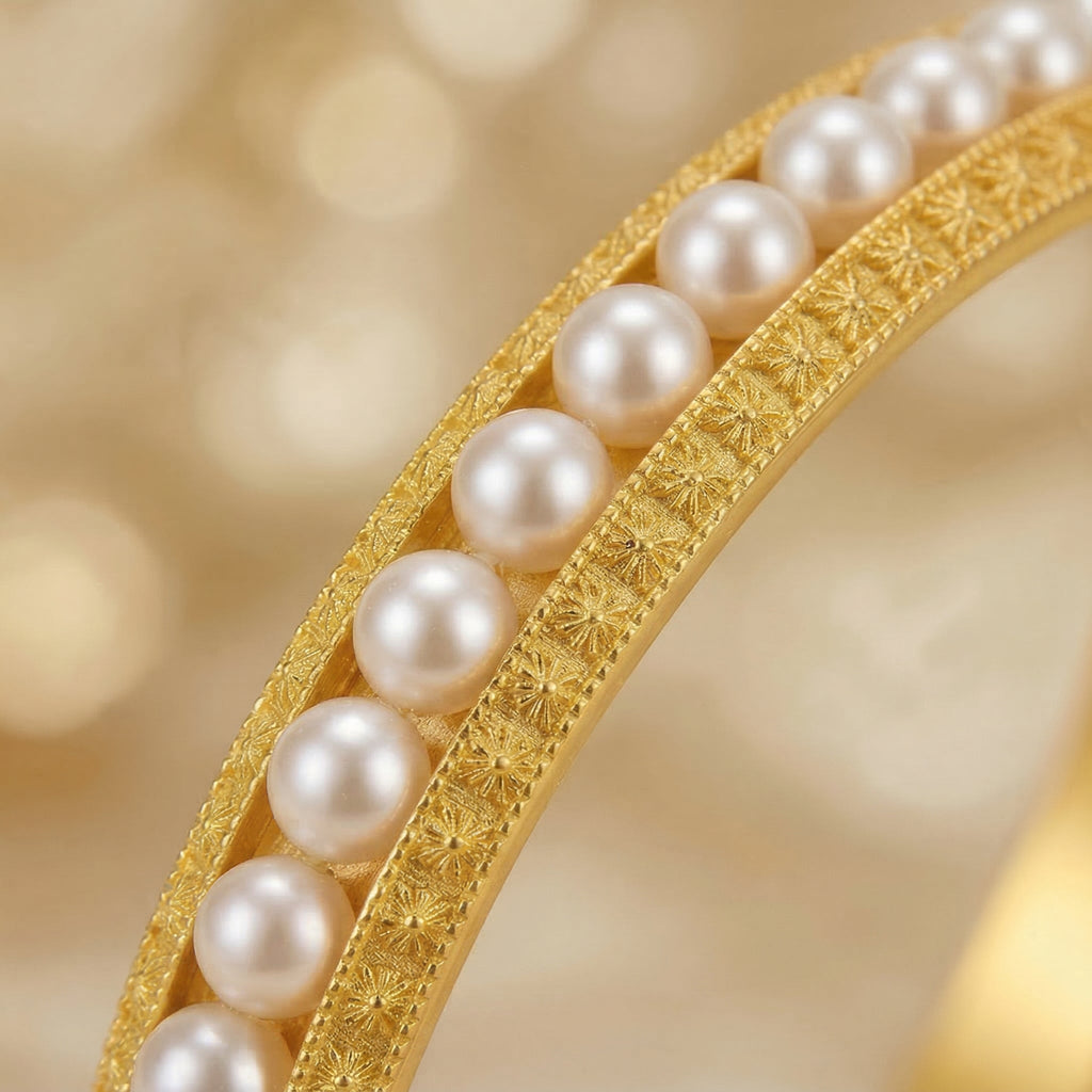 Elegant Gold-Plated Pearl Bangle