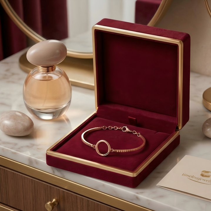Rose Gold-Plated Chain Bracelet with Circular Clasp