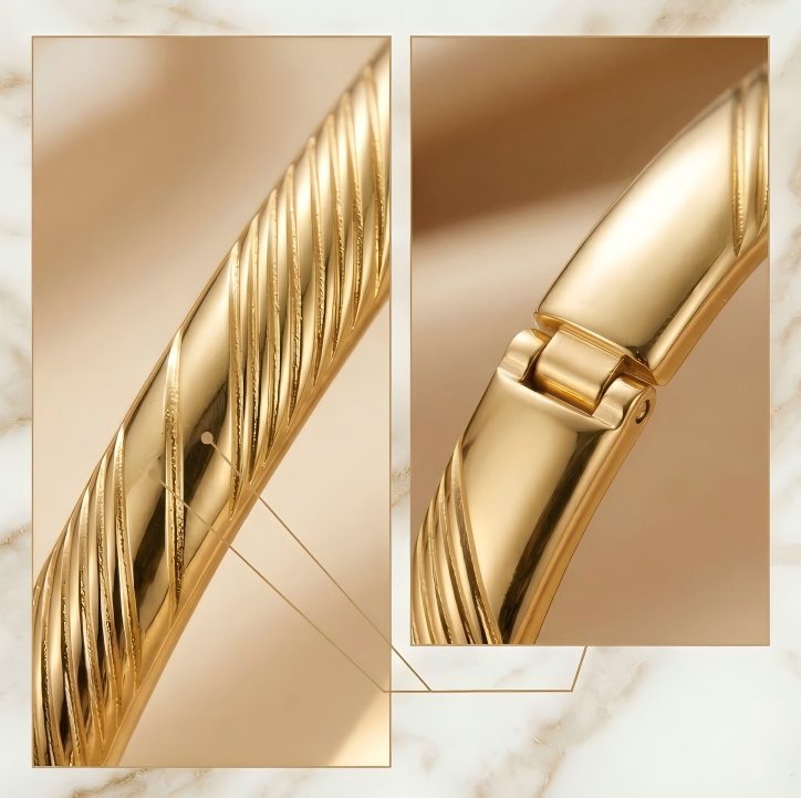 Elegant Gold-Plated Twisted Texture Bangle