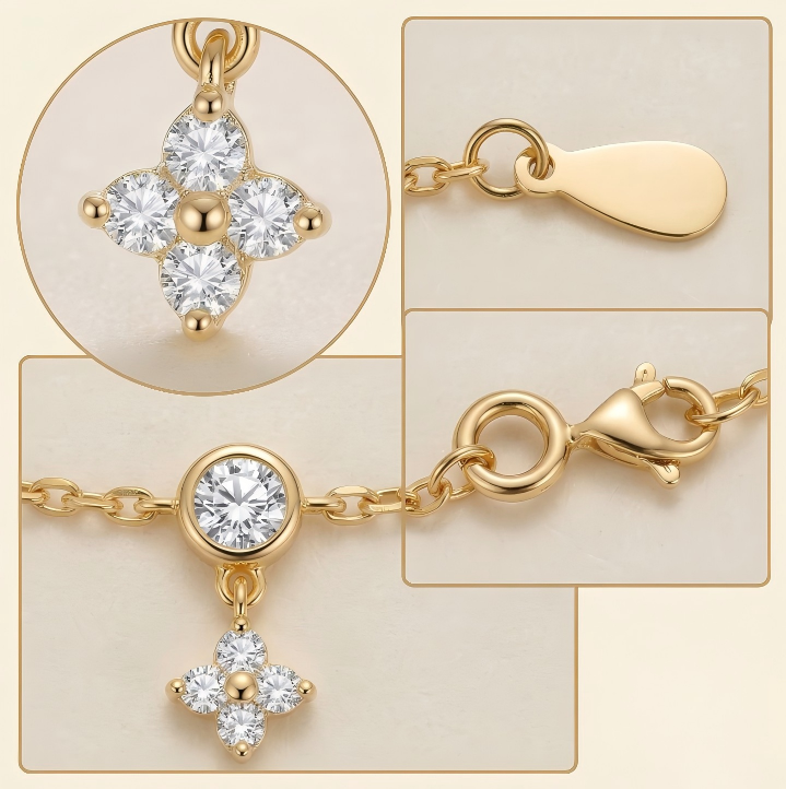 Gold-Plated Crystal Star Accent Bracelet