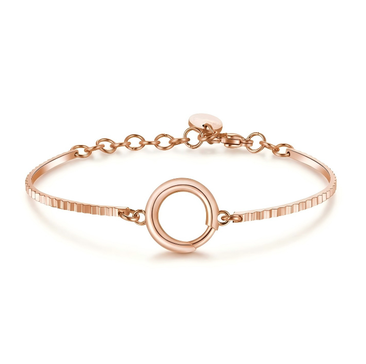 Rose Gold-Plated Chain Bracelet with Circular Clasp