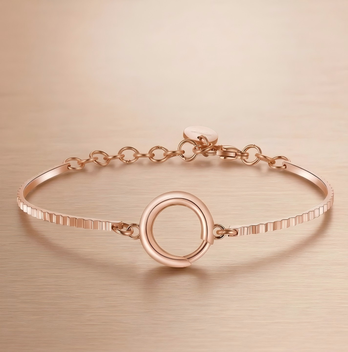 Rose Gold-Plated Chain Bracelet with Circular Clasp
